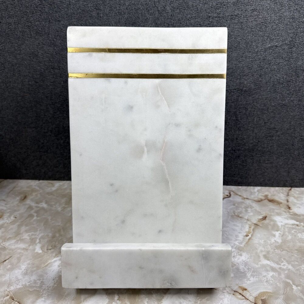 Marble Stand For Books, iPad, Phone, Tablet, Photo, Etc., Heavy White Gold 12”
